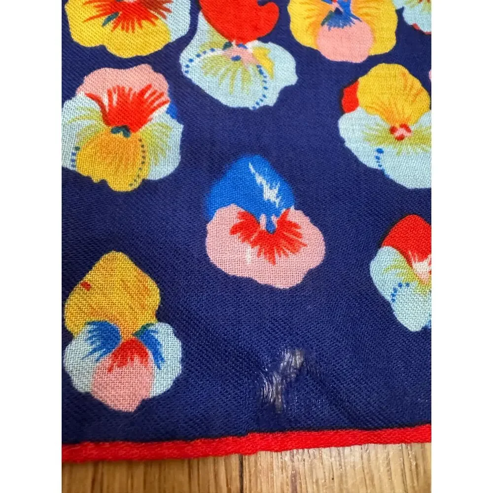 Vintage 100% Wool Floral Square Scarf Made in Japan 22”